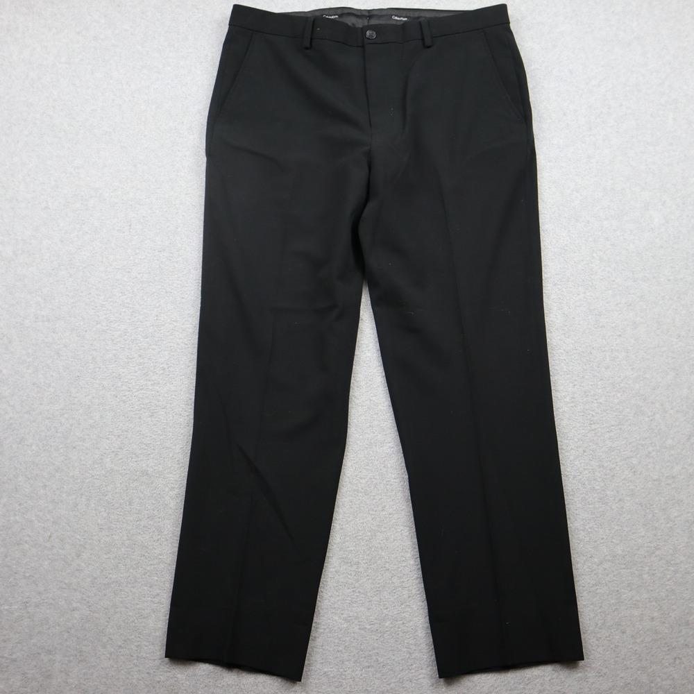 Calvin Klein Dress Pants Mens 33x30 Slim Fit Stretch Black Straight Leg Formal